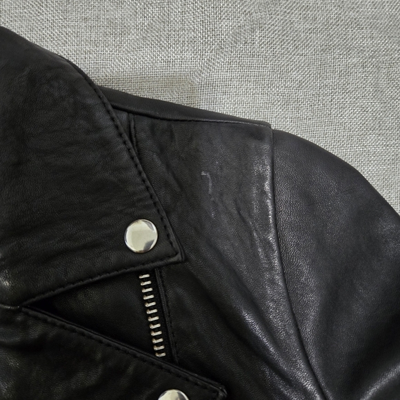 Topshop Real Leather Moto Biker Jacket Size 2 - Picture 11 of 16